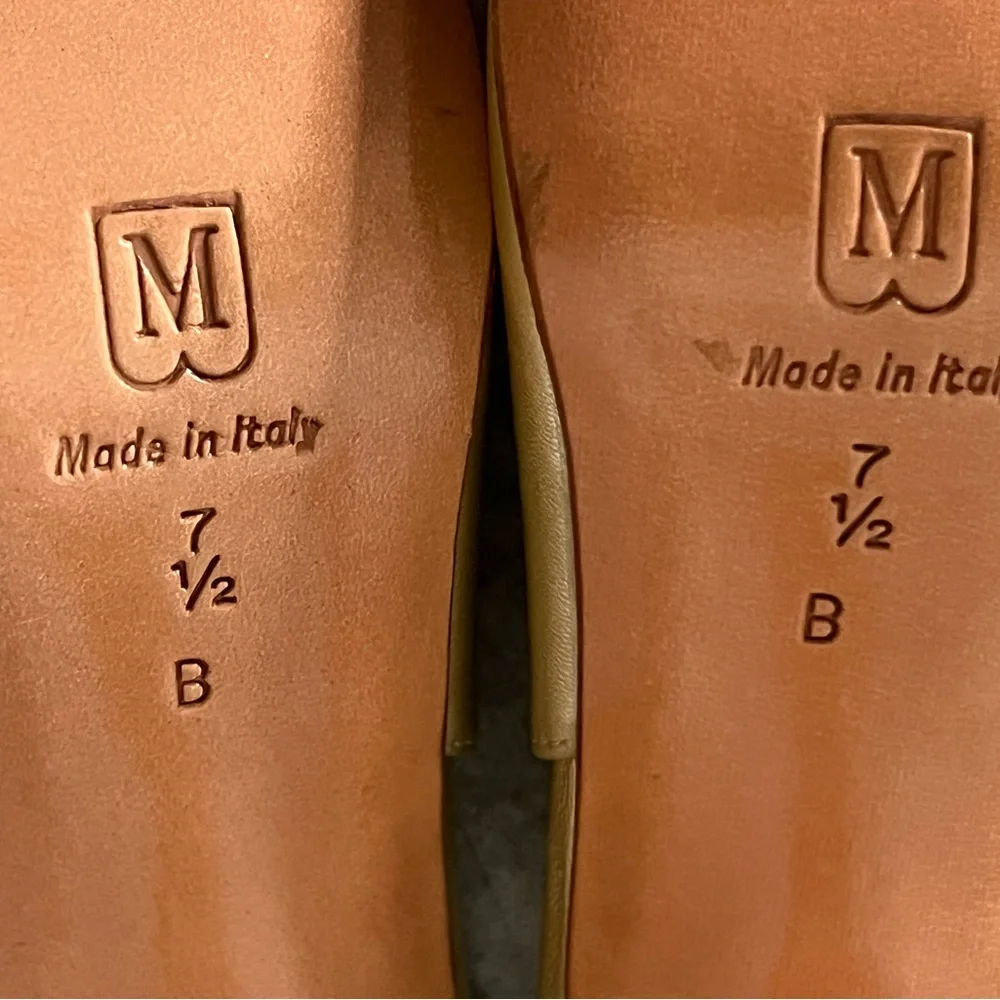 VTG*New-BRUNO MAGLI Almond/pointy  Toes Slingback Pumps~Size:7.5B~gold leather - Picture 12 of 12